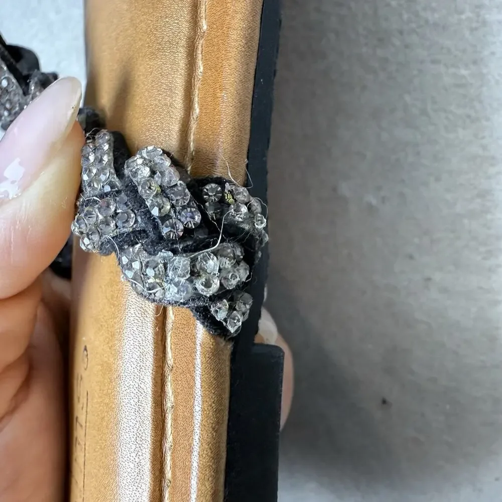 Palms Flip Flop Sandals Thong Black With Rhinestone Size 9M